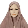 Etnische kleding Instant hijab met kap bevestigd nekbedekking tulband onderdoek motorkap voor dames dames moslim mode hoofddoek hoofddoeken