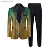 Herrenanzüge Blazer Mode Herren Paillettenanzug 2 Stück Herren Bar KTV Bühnenkleid Männliche Farbverlaufskleidung Q231025