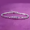 Bangle أصيلة S925 Sterling Silver Heart Banglet for Women Girl Lady Wedding Hildress R231025