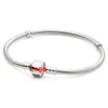 Armbänder aus 100 % 925er-Sterlingsilber. Original-Logo, authentische Schlangenkette, passende Marke, Charm-Perlen-Armreif, Designer-Schmuck für Damen und Herren, lieben Partygeschenke