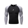 T-shirts pour hommes Sports T-shirt à manches longues Automne Hiver Col rond Leggings Stretch Respirant Course Formation Vêtements de fitness