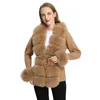 Women's Sweaters Winter Women Korea Short Warm Wool Knitted Real Fur Trim Cardigan Sweater MJF-S-04231023