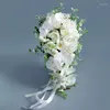 Fleurs de mariage cascade mariée Bouquet demoiselle d'honneur attachée à la main fleur artificielle décor maison vacances fête approvisionnement Floral Phalaenopsis cadeaux
