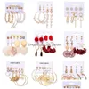 Hoop Huggie Pendientes para mujer Set Borla Pearl Ear-Ring Mujeres Bohemio Joyería de moda 2021 Geométrico Kolczyki Hoop Earing Drop Delive Otw5E