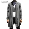 Men's Sweaters Mens Long Cardigan Mantle Spring Knitted Sweaters Warm Knitting Sweater Men Slim Cardigans Knit Shirt Black/Grey Size S-3XL231023