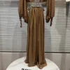 Robes décontractées Robe longue d'été de luxe pour femmes fête 2023 manches féeriques col rond particule strass taille latérale dames