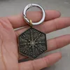 Keychains Classic Vegvisir Viking Hexagon Compass Keychain Retro Jewelry Men's Gift