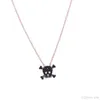 factory whole drop stock pave black cubic zirconia rose gold 925 sterling silver ladies women skull necklace2353