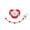 Soothers Teethers Red Zircon Luxury Baby Pacifier Clip 26 Letters born Personalized Beaded Pacifiers Holder Silicone Infant Teether Nipple 231025