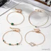 Corrente moda verde em forma de coração pulseira de cristal quadrado para mulheres meninas cor de ouro pulseira presente para amante festa jóias r231025