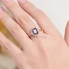 Cluster Rings 585 Rose Gold 2CT Lab Grown Alexandrite Gemstone Ring For Women 925 Sterling Silver Emerald Cut Christmas Gift1993