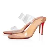 Med lådor röda bottnar klackar mode pumpar skor så kate stilett peep-toes spetsig designer slingback klack lyxgummi loafers kvinnor lyxklänning skor storlek 35-43