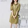 Grundläggande casual klänningar Kvinnokläder trenda sommar randiga dragskor överdimensionerade skjorta koreanska modegatan kort ärmstrandklänning yq231025