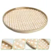 Dinnerware Sets Bamboo Sieve Snack Case Holder Round Wooden Trays Container Outdoor Dining Table Plate