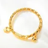 Baby Birthday Jewelry Lovely Bell Heart Charm Infant Baby Bracelet Children Boys Girls Kids Bangle Bracelet Gold Color283O