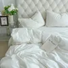 Conjuntos de cama Algodão Orgânico Natural Branco Duvet Cover Set Soft Twin Double Queen Ultra Set Consolador Capa Cama Folha Fronhas 231025