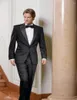 Herrdräkter anpassade brudgummen Black Lapel Jacket Pants Tie Vest Mens Tuxedos For Wedding Men Coat Slim Fit