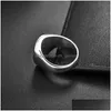 Band Rings Mens Ring Punk Rock Smooth Stainless Steel Signet For Men Hip Hop Party Jewelry Drop Delivery Dhgarden Otnww