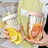 Bicchieri da vino Tazze e tazzine Tazza di vetro da caffè Kawaii Calice trasparente Tazza Set da bere Coperchio Cannuccia Articoli per bevande Carino Go Bubble Tea Dining