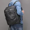 Sacs d'école en cuir noir hommes sac à dos véritable sac de voyage sac à dos décontracté en peau de vache grand ordinateur portable peau douce 14"