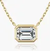 Emerald Cut Moissanite Laborn Diamentowy wisiorek moissanite Naszyjniki 925 srebrne srebrne kobiety złoto Złoto IGI