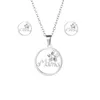 Collana orecchini set regalo di gioielli per la festa della mamma in acciaio inossidabile mamma amore ciondolo rotondo con fiore rosa mamma ringraziamento