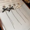 Stud Earrings Rhinestone Love Heart Pearl Bow Tassel For Women Sweet Charm Aesthetics Dangle Korean Fashion Jewelry