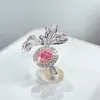 Klusterringar cnzx2023 fina smycken real 18k guld 0,3ct rosa diamanter bröllop engagemang kvinnlig för kvinnor ring tx