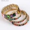 Charm Bracelets RH Fashion Bohemia Jewelry Mixed Colorful Glass Crystal Beaded 4pc Stack Paw Bracelets Set For Women Gift Q231025