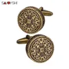 Boutons de manchette SAVOYSHI boutons de manchette de chemise de haute qualité pour hommes rond Bronze motif Vintage boutons de manchette en métal cadeau gravure gratuite nom 231025