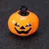 Hundhalsar 5st Cartoon Pendant Pumpkin Shape Jingle Bells Copper Pet Necklace Accessories Halloween Decoration (Orange)