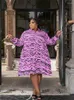 Plus Size Dresses Wmstar For Women Loose Leopard Pint Casual In Fall Midi Shirts Dress Big Hem Wholesale Drop 2023