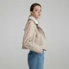 Chaqueta de piel de oveja auténtica a la moda para mujer, abrigo desmontable con cuello de piel Rex y patrón de cocodrilo