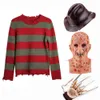 cosplay freddy cosplay vuxen tröja röd randig stickning topprock hatt mask freddie krueger halloween kostym menucosplay