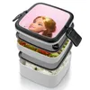 Serviespop volwassen dubbellaags Bento Box draagbare lunch voor kinderen school tattoo leuke humor roze hedendaagse kunst