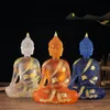 Decorative Objects Figurines Transparent Sitting Buddha Statue Zen Gesture Thai Buddha Resin Figurine Sculpture Home Office Feng Shui Decoration Ornament 231025