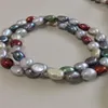 Hand made natural beautiful multicolor 8-9mm baroque freshwater cultured pearl necklace 18 bracelet set fashion jewelry228Q