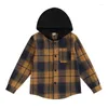 Jackor Kid Baby Girl Boy Long Sleeve Shirt Jacket Plaid Print Button Stängning Fall Hoodie Coat Tops