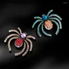 Brooches High Quality Colored Rhinestone Spider Halloween Brooch Funny Insect Accessories Holiday Gift Cute Badge Pin Unique