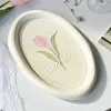 Piatti INS Piatto in ceramica a rilievo Stoviglie Calla Tulip Retro Girl Dessert Gioielli Torta per la colazione