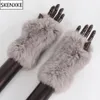 Guantes sin dedos Llegada Mujer Guantes de piel de conejo natural Punto Cálido Real Rex Piel de conejo Mitones Mujeres Invierno al aire libre Rex Guantes de piel de conejo 231025