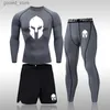 Herrspårar för män Sportswear Rashguard Jujitsu Jersey Tight Pants som kör T-shirt Boxning Set Gym Training Muay Thai Shorts MMA Fighting Suit Q231025