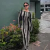 Casual Dresses Vintage Striped Knitted Long Sleeve Maxi Fall Winter Chic Fashion Outfits Elegant Sweater Dress Clothes