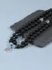 チョーカーYuokiaa Matte Black Onyx Mala Beads 108ネックレス祈り仏教ジャパマラ