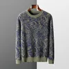 Mäns designer tröja herrtröja 100% ren ulltröja Men 2023 Autumn/Winter New Round Neck Pullover Knit Jacquard förtjockad termisk underlag tröja