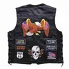 Gilets pour hommes 2023 Gilet en cuir de moto simple boutonnage court brodé gilet sans manches veste biker punk pour hommes