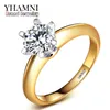 YHAMNI Top Quality 8mm 2ct Diamond 18KRGP Stamp Original Yellow Gold Ring Jewelry Full Sizes Women Wedding Rings 168J2675