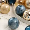 Décorations de Noël Boule en plastique de luxe bleue 6CM Ornements de Noël Année Vente Boule Pendentifs Décorations d'arbre de Noël Adornos Navidad 231024