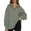 Sweats à capuche pour hommes Sweatshirts 7 couleurs Sweat-shirt décontracté pour femmes Mode Nouveau Demi-fermeture éclair All-Match Pull Dames À manches longues Solide Chaud Ample Quotidien Tops 2023