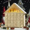 Décorations de Noël Calendriers de l'Avent de Noël en bois Maison LED Lumières 24 jours Compte à rebours Organisation de stockage Figurines Chambre Décoration d'intérieur 2024 s 231025